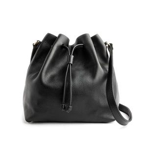 Portland Leather Bucket Bag Large Black